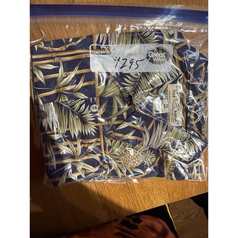 Tori Richard Honolulu Hawaiian Shirt Mens M Blue Pineapple Bamboo Cotton Lawn - Picture 8 of 8